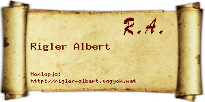 Rigler Albert névjegykártya